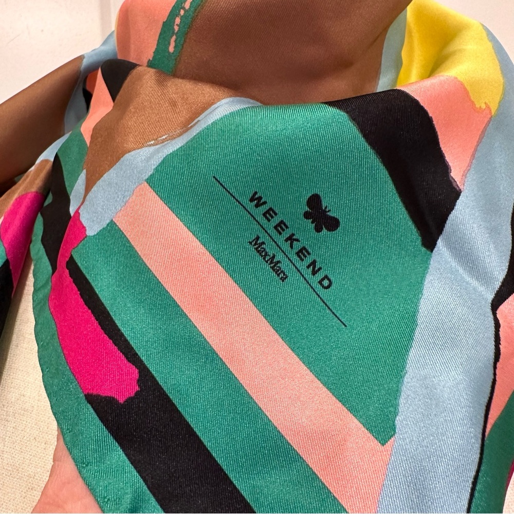 NWOT Max Mara Weekend Label-cut Printed Silk Twin Scarf Spring/Summer - Picture 11 of 12